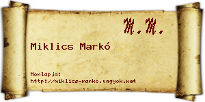 Miklics Markó névjegykártya