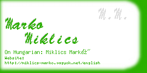 marko miklics business card